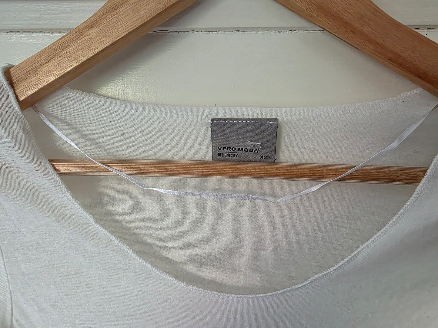 Vera Moda Damen Shirt Weiß Gr. XS Kurzarm