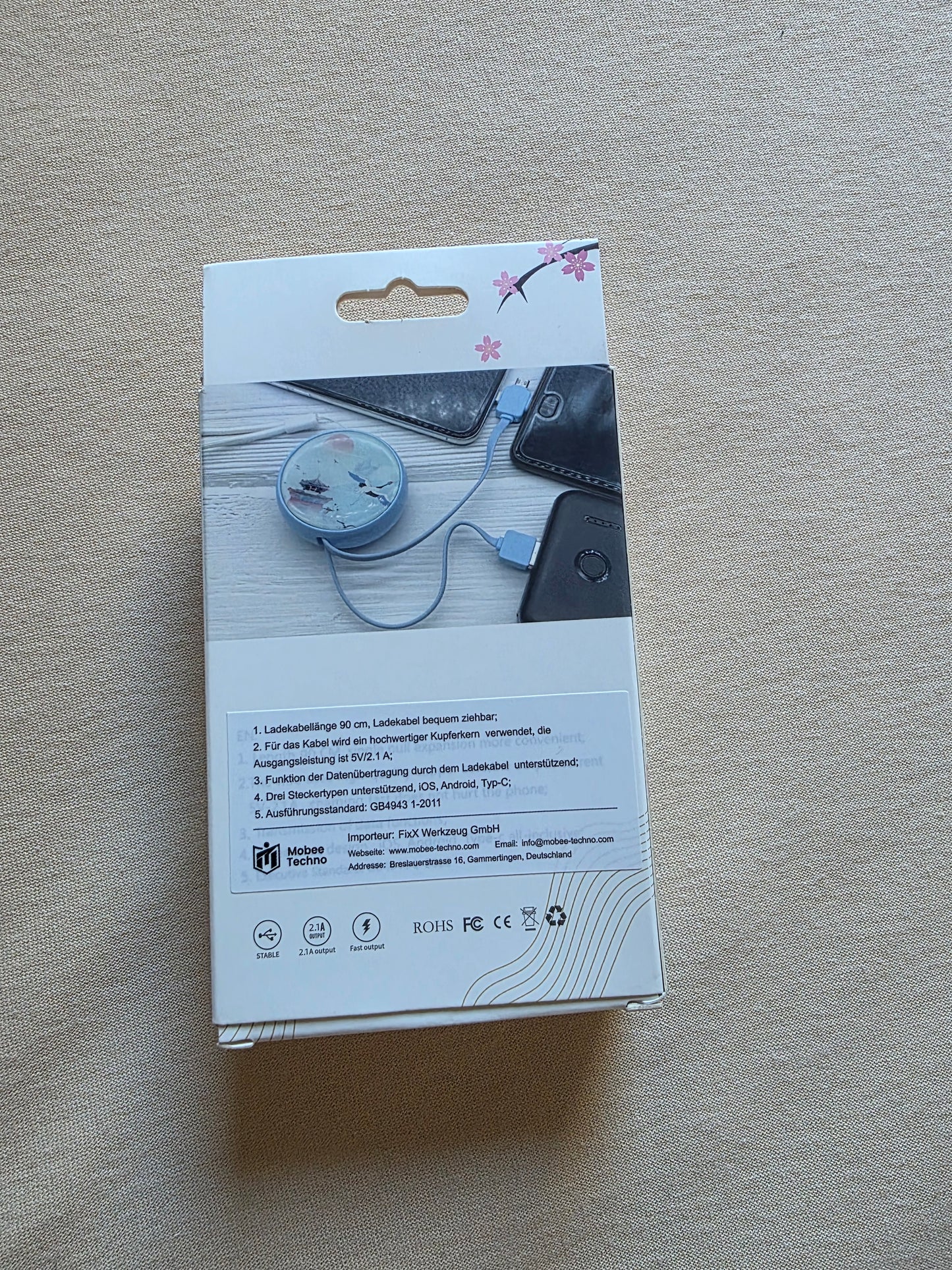 Mobee Techno Lade- und Datenkabel USB Typ C OVP