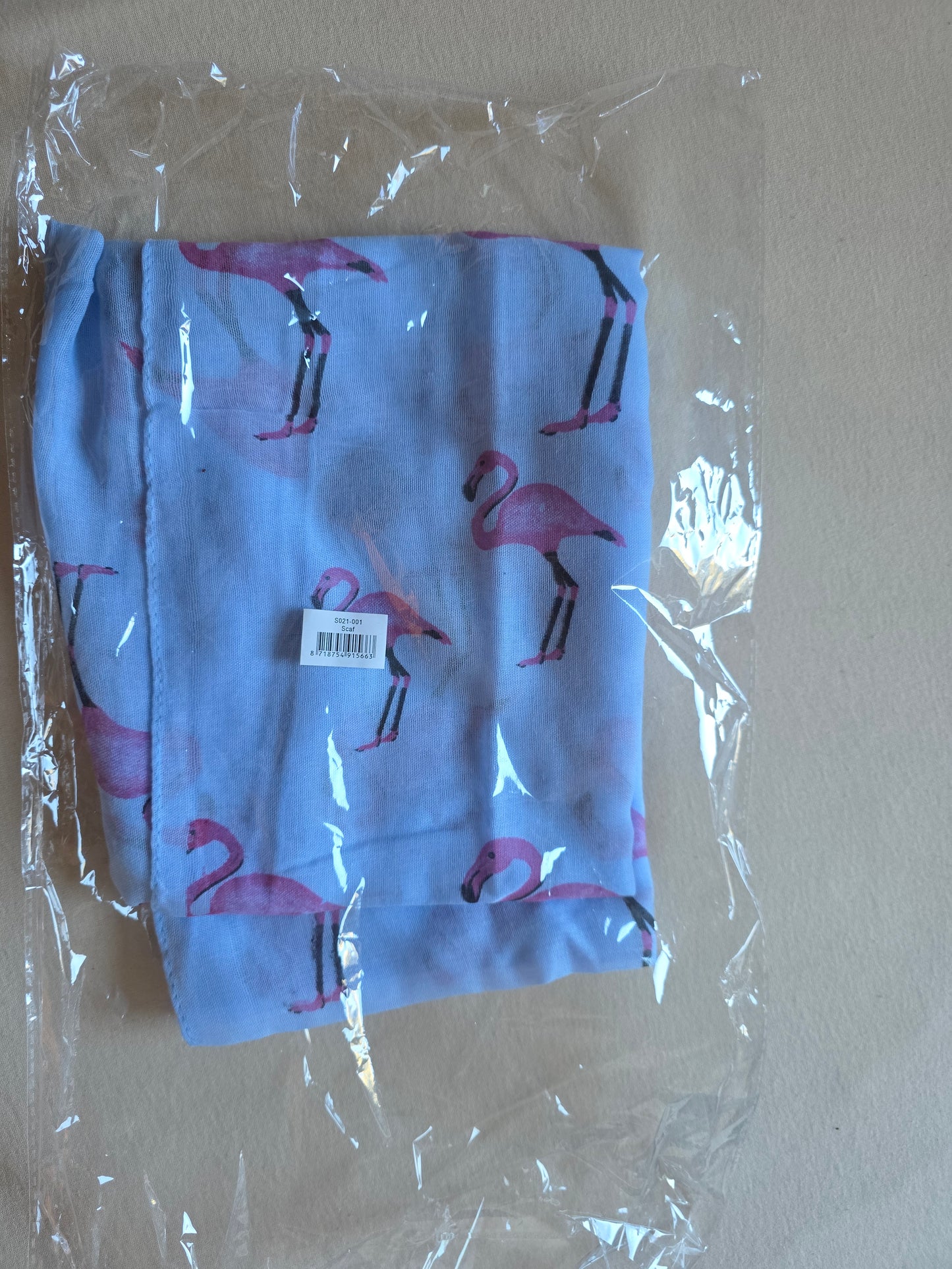 Damen Schal Halstuch Tuch blau pink Flamingos