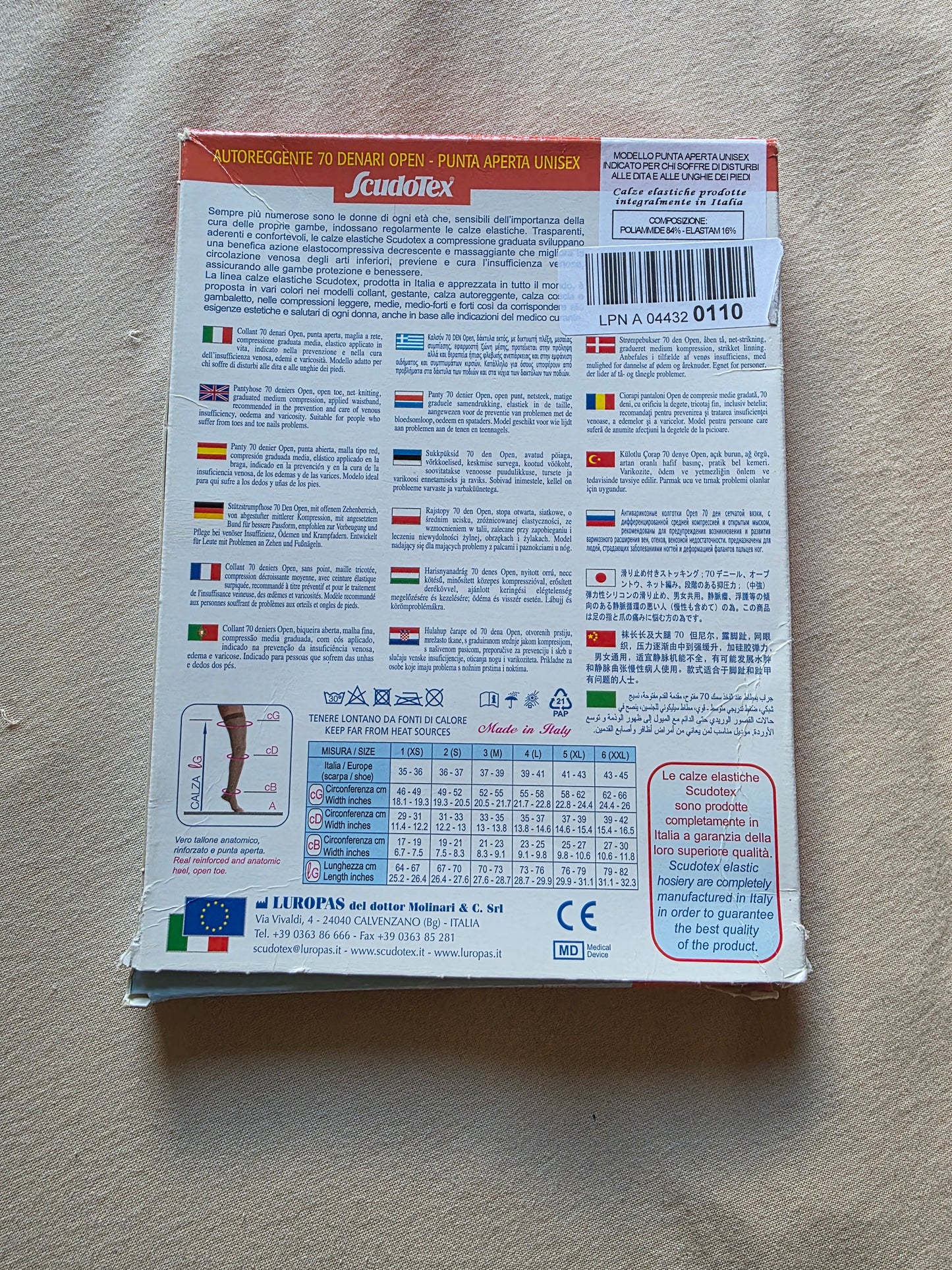 Scudotex Stützstrümpfe Lang, Selbsthaftend, 70 Denier, Naturfarbe OVP