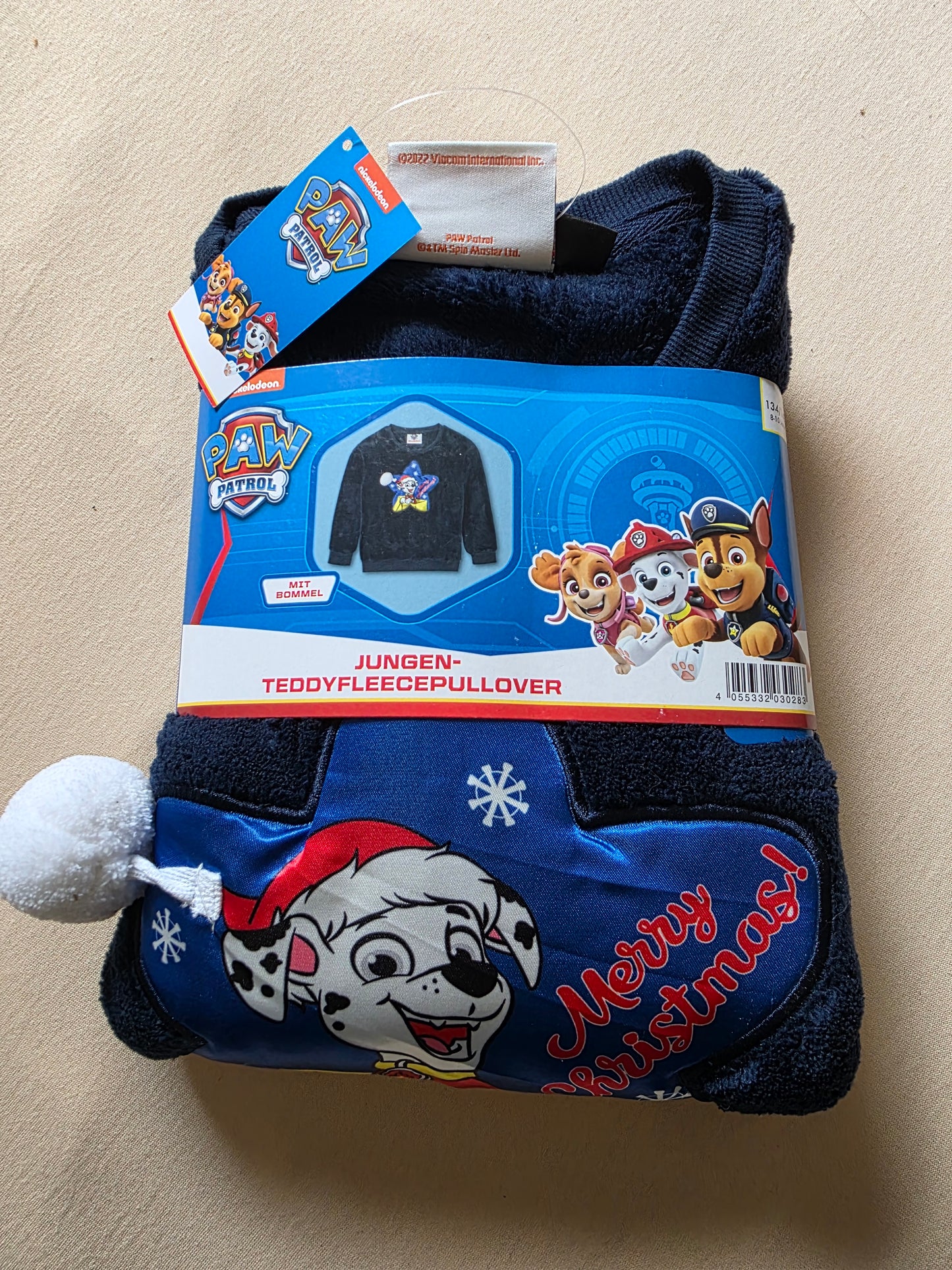 Rundhalspullover Paw Patrol Teddyfleece Pullover mit Bommel Weinhachtsmotiv OVP