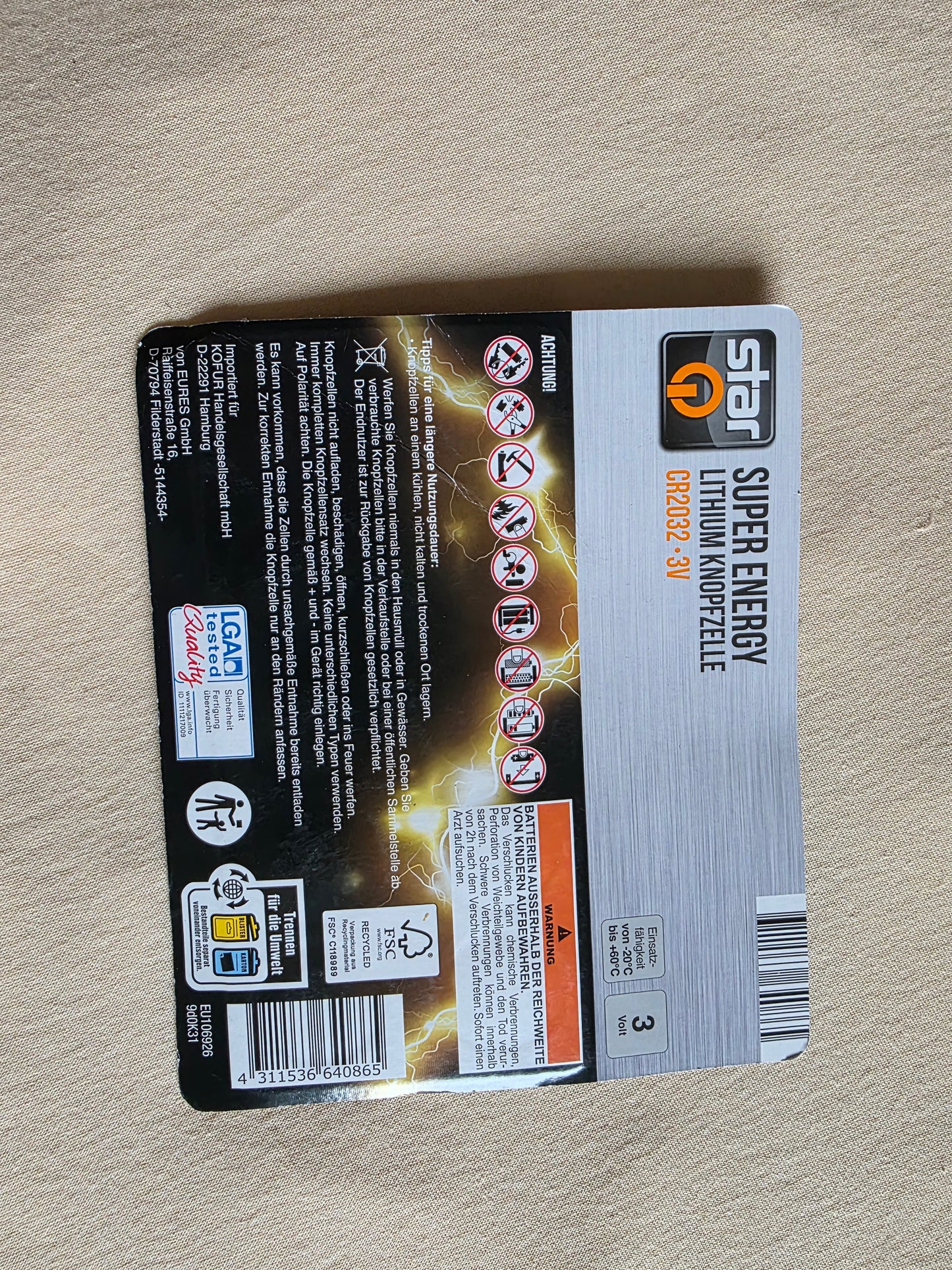 Super Energy Lithium Knopfzelle CR2032 9 Stk.