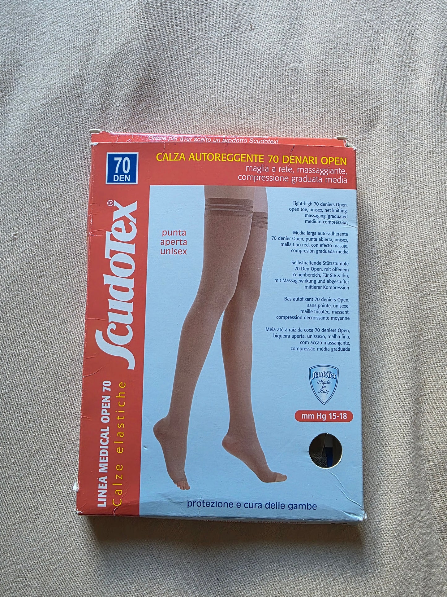 Scudotex Stützstrümpfe Lang, Selbsthaftend, 70 Denier, Naturfarbe OVP