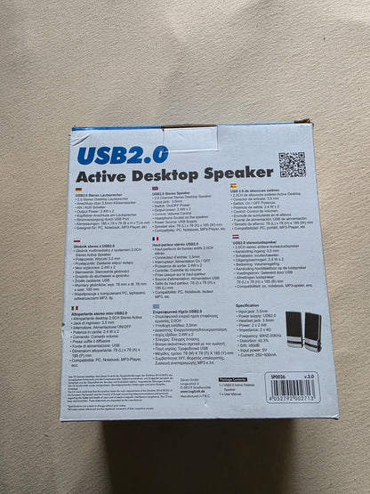 LogiLink USB 2.0 Active Desktop Speaker Lautsprecher OVP