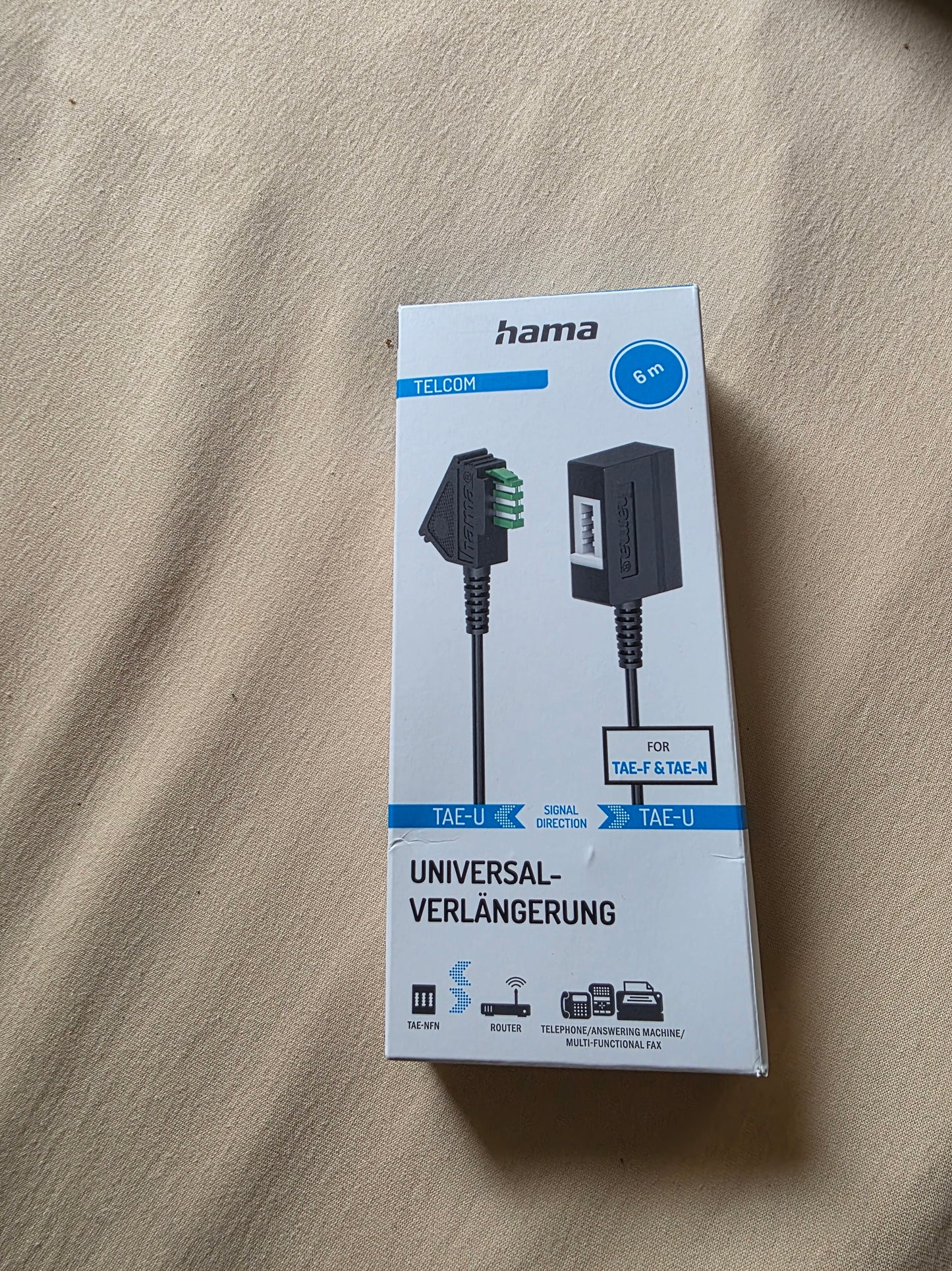 Hama Telefon Verlängerungskabel, TAE-U-Stecker - TAE-U-Kupplung, 6m, B00201101