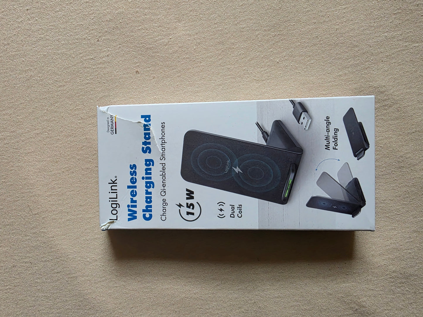 Smartphoneständer mit Ladefunktion mit 2 Spulen, für 4–7" große Qi-fähige Geräte