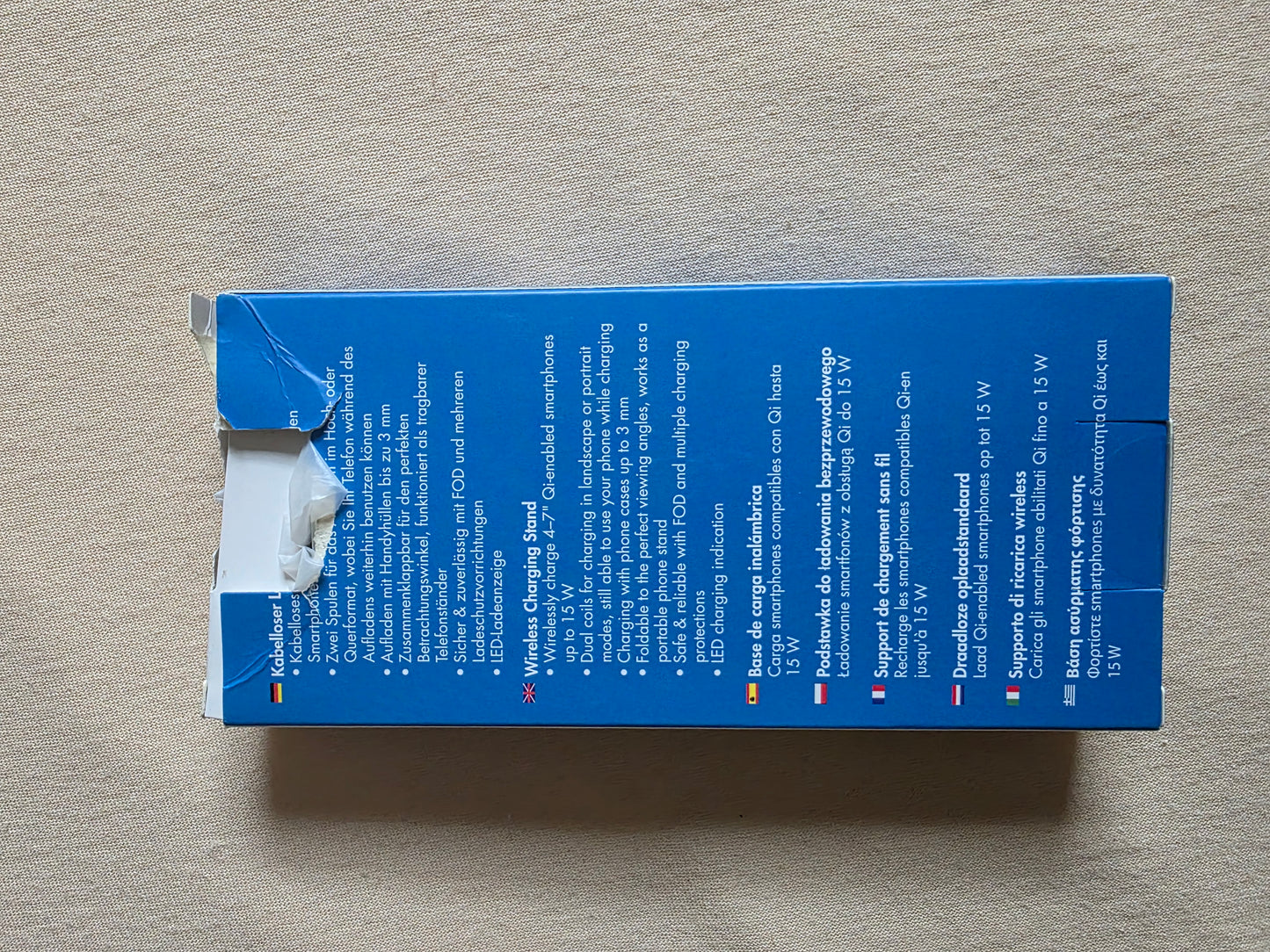 Smartphoneständer mit Ladefunktion mit 2 Spulen, für 4–7" große Qi-fähige Geräte