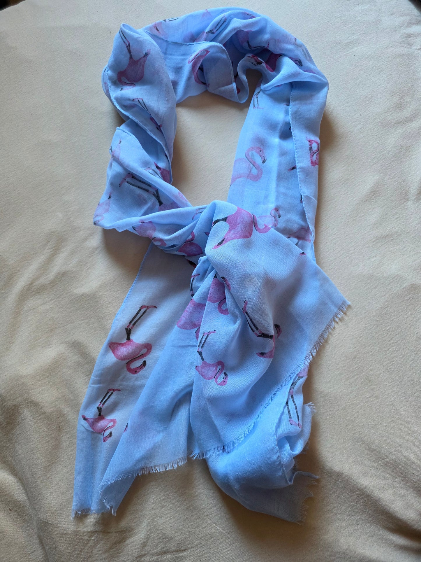 Damen Schal Halstuch Tuch blau pink Flamingos