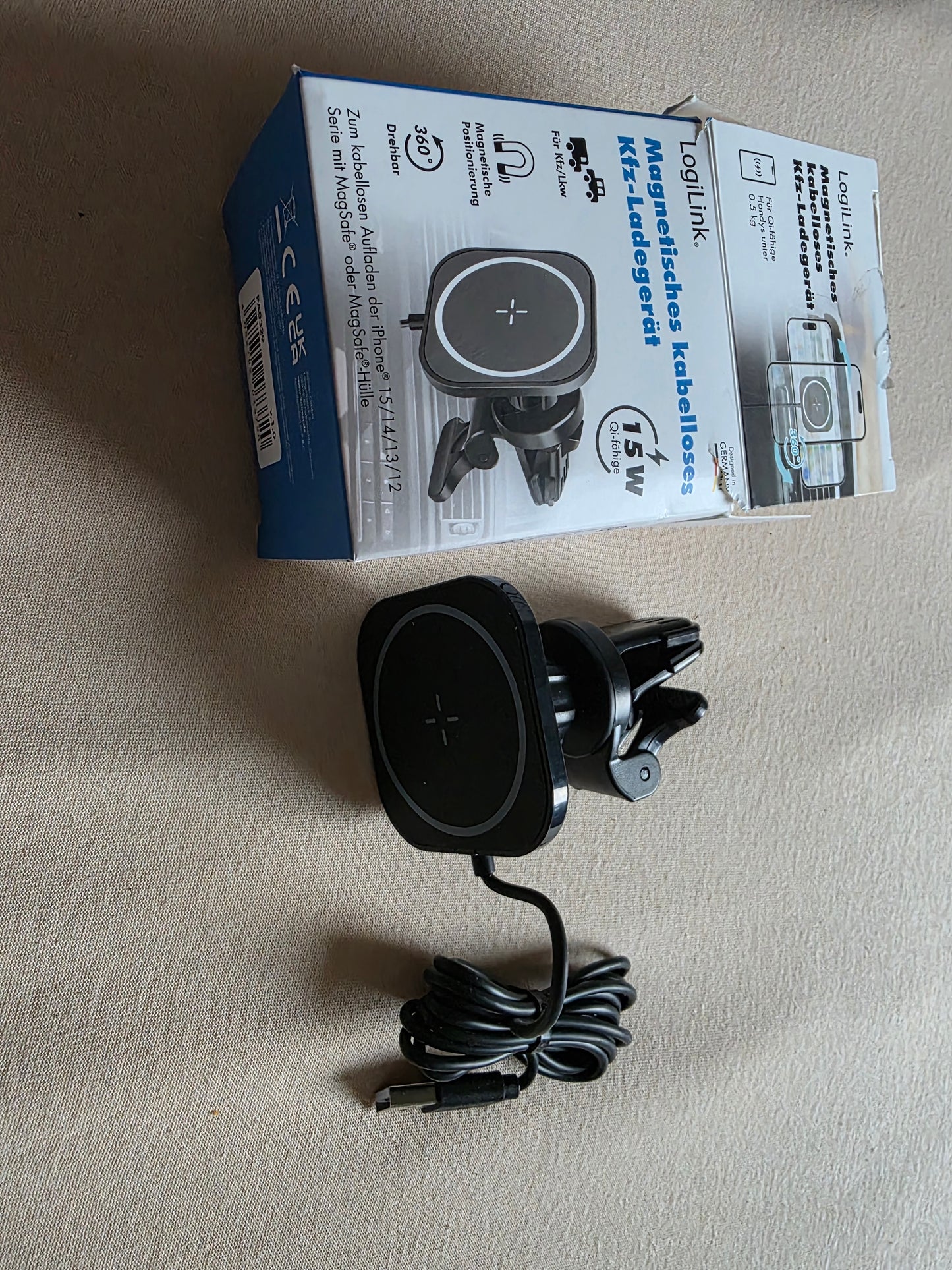 LogiLink Smartphone-KFZ-Magnethalter mit Ladefunktion