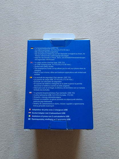 USB Steckdose mit 2 USB Anschlüssen Und Smartphone Halter OVP