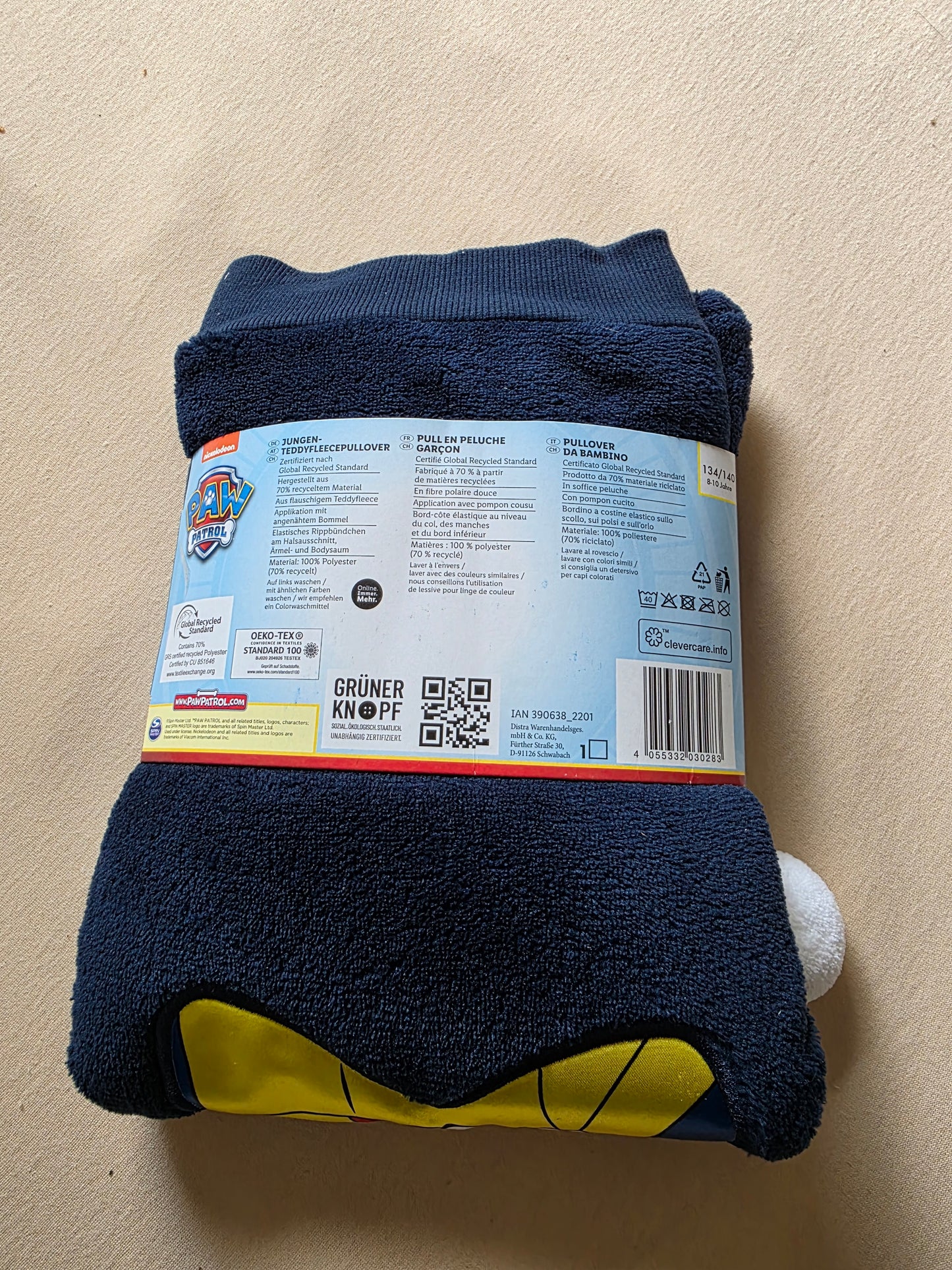 Rundhalspullover Paw Patrol Teddyfleece Pullover mit Bommel Weinhachtsmotiv OVP