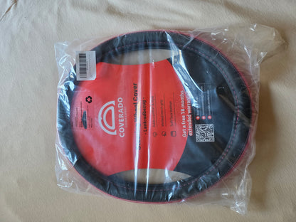 Coverado Lenkradbezug Leder Schwarz Pink Durchmesser 34