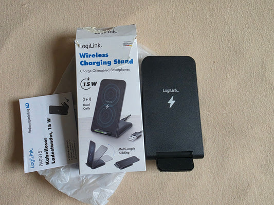 Smartphoneständer mit Ladefunktion mit 2 Spulen, für 4–7" große Qi-fähige Geräte