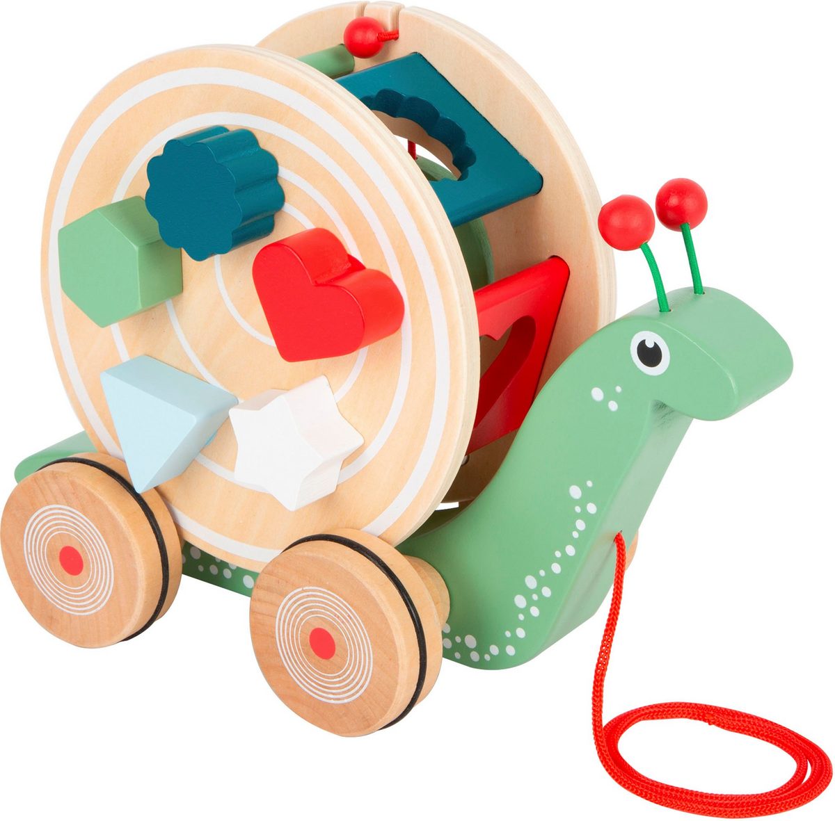 Nachzieh-Stecktier Schnecke, Steckspielzeug, Holz, Nachziehtier, Motorik