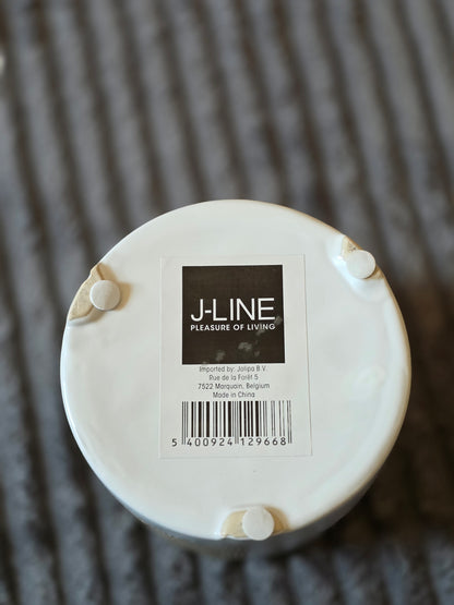 J-Line Übertopf weiß und braunes Quadrat