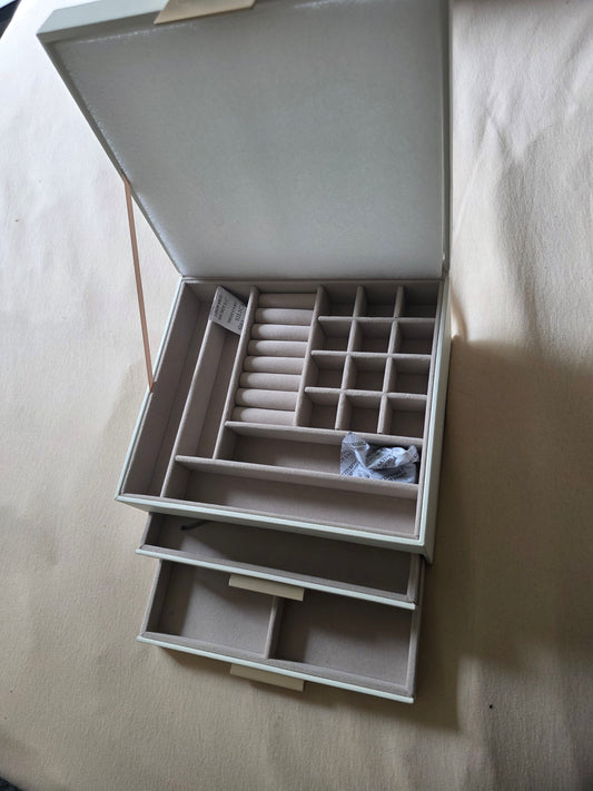 Schmuckkasten Neu Glasdeckel  2 Schubläden