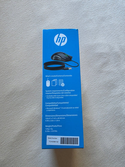 HP X220 Gaming Maus (3.600 DPI, PixArt Gaming Sensor, 7 Tasten, USB) schwarz OVP