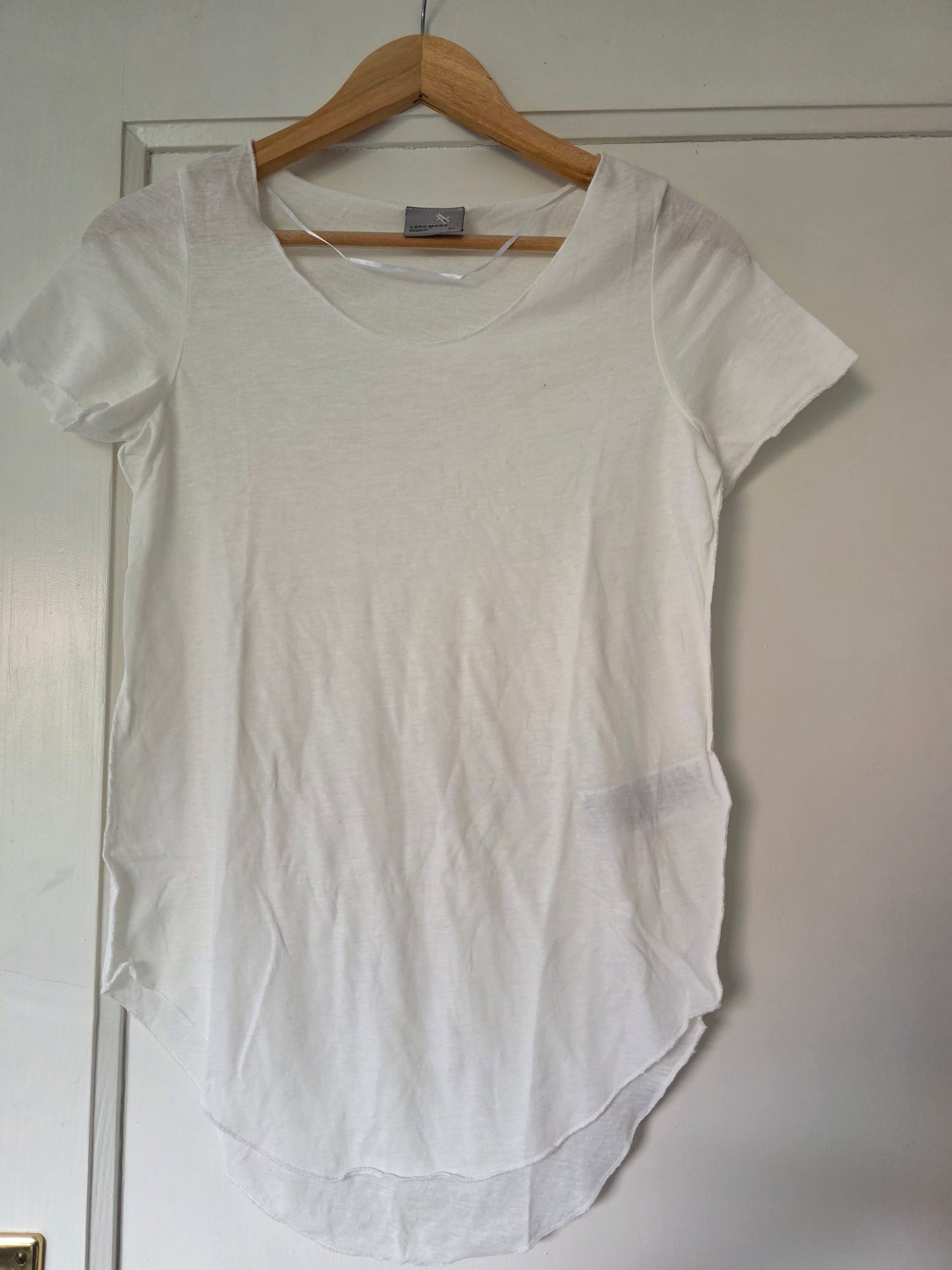 Vera Moda Damen Shirt Weiß Gr. XS Kurzarm