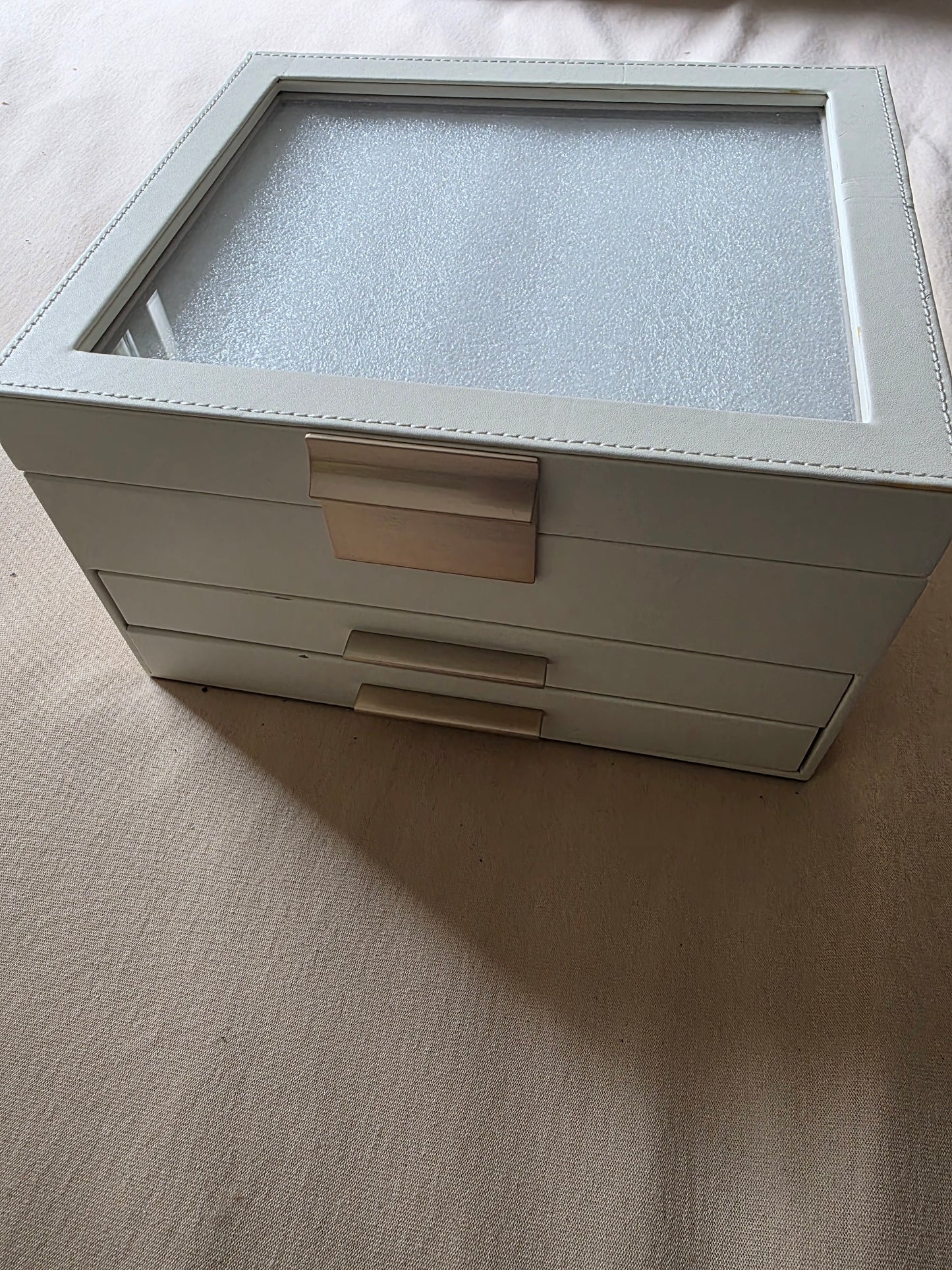 Schmuckkasten Neu Glasdeckel  2 Schubläden