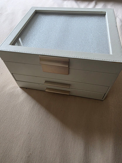 Schmuckkasten Neu Glasdeckel  2 Schubläden