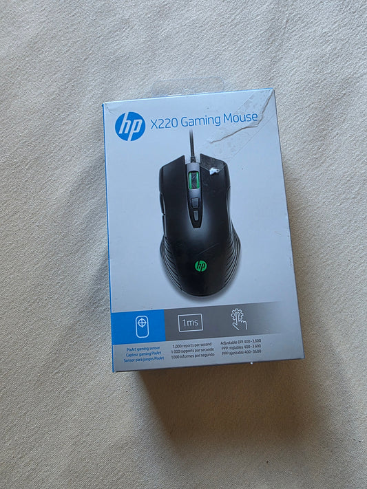 HP X220 Gaming Maus (3.600 DPI, PixArt Gaming Sensor, 7 Tasten, USB) schwarz OVP