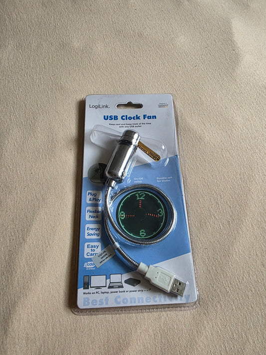 Logilink USB Ventilator mit Uhrzeitanzeige OVP Silber
