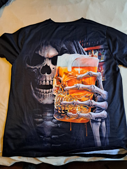 T-Shirt Totenkopf Mit Bier Neu Größe L